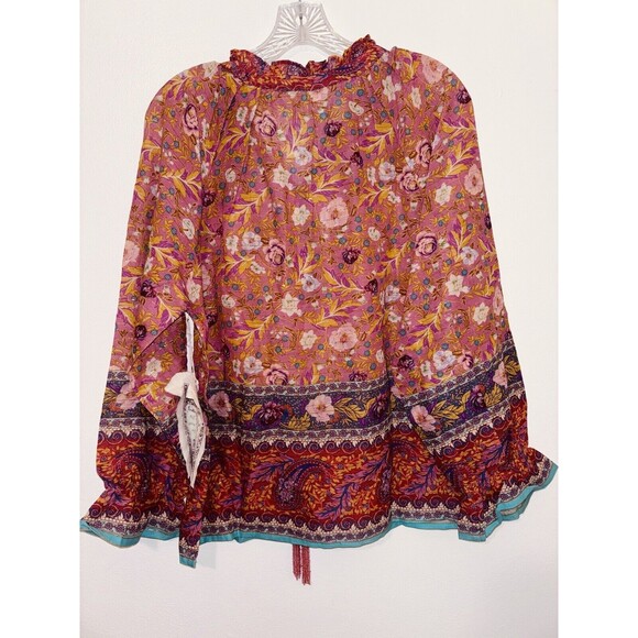 Aratta Silent Journey Top Size XS Colorful Gold Metallic Thread Floral - Picture 9 of 9